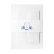 Elegant Marseilles Bleu Botanical Monogram Crest