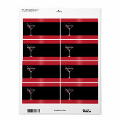 Elegant martini cocktail drink rood zwart etiket (Full Sheet)