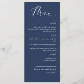 Elegant marvy Blue Calligraphy Wedding Menu (Voorkant)