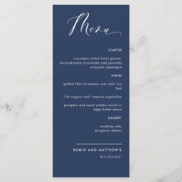 Elegant marvy Blue Calligraphy Wedding Menu