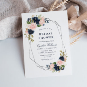 elegant marvy & blush floral Silver vrijgezellenfe Kaart