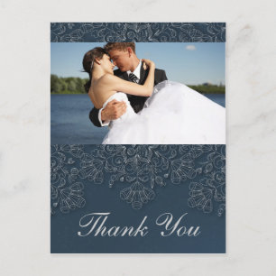Elegant marvy floral swirls trouwfoto bedankt briefkaart