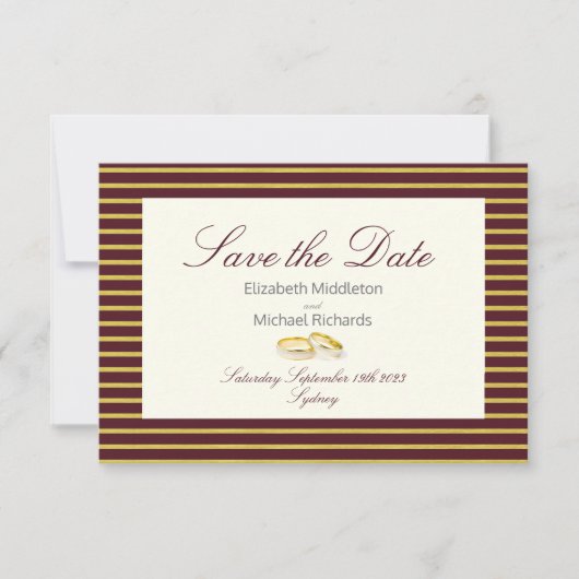 Elegant Masala Burgundy Gold Wedding Save the Date (Voorkant)