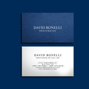 Elegant Masculine Blue Leather Professional Visitekaartje
