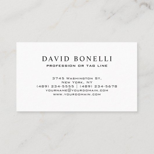 Elegant Masculine Blue Leather Professional Visitekaartje (Achterkant)