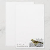 Elegant Masculine Yellow Bird Audubon Stationery Briefpapier (Voorkant / Achterkant)
