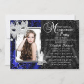 Elegant Masker & Heels Navy Masquerade Sweet 16 Kaart (Voorkant)