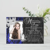 Elegant Masker & Heels Navy Masquerade Sweet 16 Kaart (Staand voorkant)