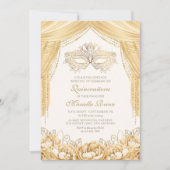 Elegant masker Masquerade Gold Quinceanera Kaart (Voorkant)