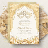 Elegant masker Masquerade Gold Quinceanera Kaart