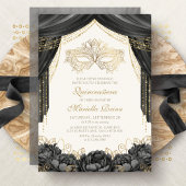 Elegant Masker Masquerade Zwart Quinceanera Kaart