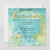 Elegant maskerade gouden pet blauwgroen florale ch kaart (Achterkant)