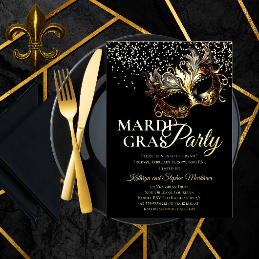 Elegant Maskerade Masker Mardi Gras Party Folie Uitnodiging