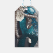 Elegant Maskerade Masker & Parels Party Favor Cadeaulabel (Voorkant)