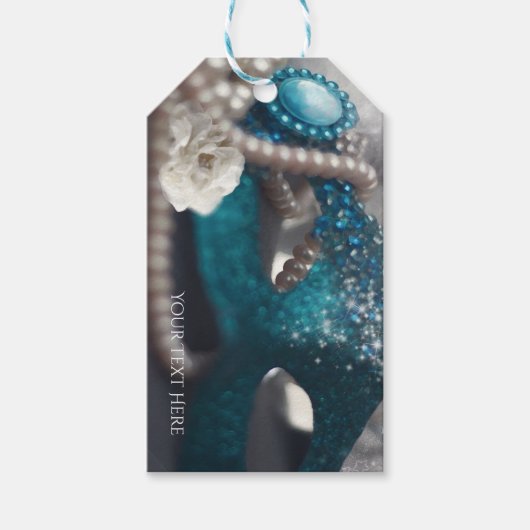 Elegant Maskerade Masker & Parels Party Favor Cadeaulabel (Voorkant)