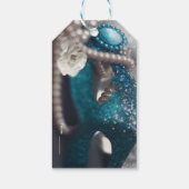 Elegant Maskerade Masker & Parels Party Favor Cadeaulabel (Achterkant)