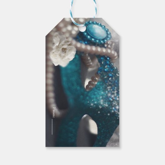 Elegant Maskerade Masker & Parels Party Favor Cadeaulabel (Achterkant)