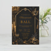 Elegant Maskeradebal Feest Kaart (Staand voorkant)