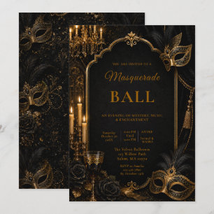 Elegant Maskeradebal Feest Kaart