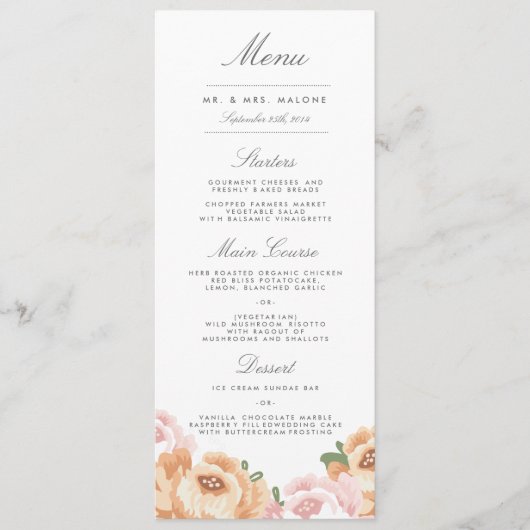 Elegant Mason Jar Bruiloft Menu (Voorkant)
