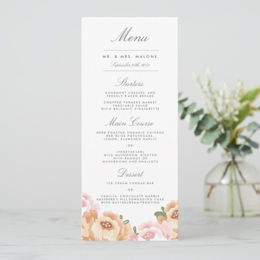 Elegant Mason Jar Bruiloft Menu (Staand voorkant)
