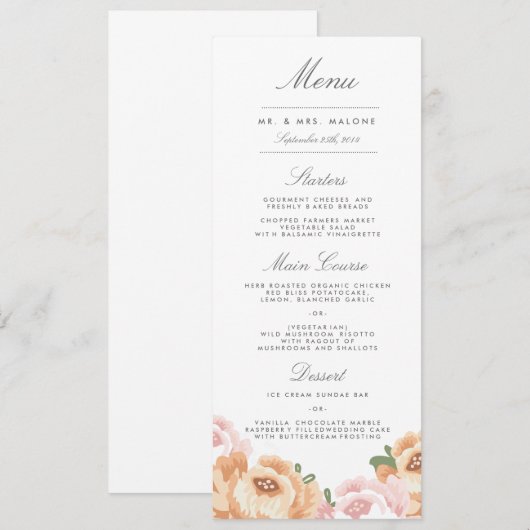 Elegant Mason Jar Bruiloft Menu (Voorkant / Achterkant)