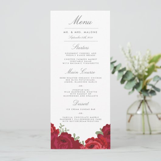 Elegant Mason Jar Bruiloft Menu (Staand voorkant)