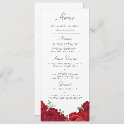 Elegant Mason Jar Bruiloft Menu (Voorkant / Achterkant)