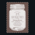 Elegant Mason Jar Rustiek 21e verjaardagsfeest Kaart<br><div class="desc">Elegante Mason Jar Rustieke 21e verjaardag uitnodigingen. Voorzien van een creatieve metselaar pot illustratie op een moderne gestreepte bruine achtergrond. Indien gewenst kunt u eenvoudig de achtergrondkleur wijzigen. Een prachtige teksttypografie - u kunt desgewenst kleuren bewerken en wijzigen. Geweldig voor elke verjaardag - 20e, 40e, 50e, 60e, 70e enz. Ontworpen...</div>