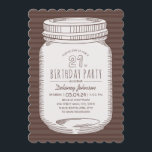 Elegant Mason Jar Rustiek 21e verjaardagsfeest Kaart<br><div class="desc">Elegante Mason Jar Rustieke 21e verjaardag uitnodigingen. Voorzien van een creatieve metselaar pot illustratie op een moderne gestreepte bruine achtergrond. Indien gewenst kunt u eenvoudig de achtergrondkleur wijzigen. Een prachtige teksttypografie - u kunt desgewenst kleuren bewerken en wijzigen. Geweldig voor elke verjaardag - 20e, 40e, 50e, 60e, 70e enz. Ontworpen...</div>