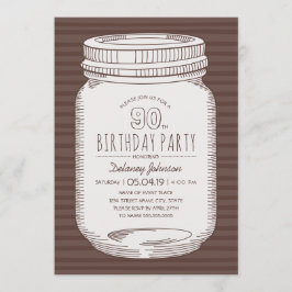 Elegant Mason Jar Rustiek 90ste verjaardagsfeest Kaart