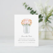 Elegant Mason Jar Save the Date Briefkaart (Staand voorkant)