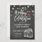 Elegant Mason Jar String Light Wedding Celebration Kaart (Voorkant)