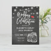 Elegant Mason Jar String Light Wedding Celebration Kaart (Staand voorkant)