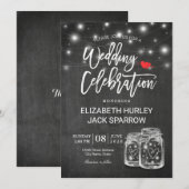 Elegant Mason Jar String Light Wedding Celebration Kaart (Voorkant / Achterkant)