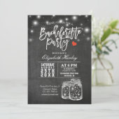 Elegant Mason Jar String Lights Bachelorette Party Kaart (Staand voorkant)