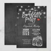 Elegant Mason Jar String Lights Bachelorette Party Kaart (Voorkant / Achterkant)