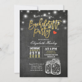 Elegant Mason Jar String Lights Bachelorette Party Kaart