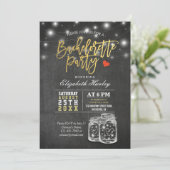 Elegant Mason Jar String Lights Bachelorette Party Kaart (Staand voorkant)