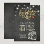 Elegant Mason Jar String Lights Bachelorette Party Kaart (Voorkant / Achterkant)