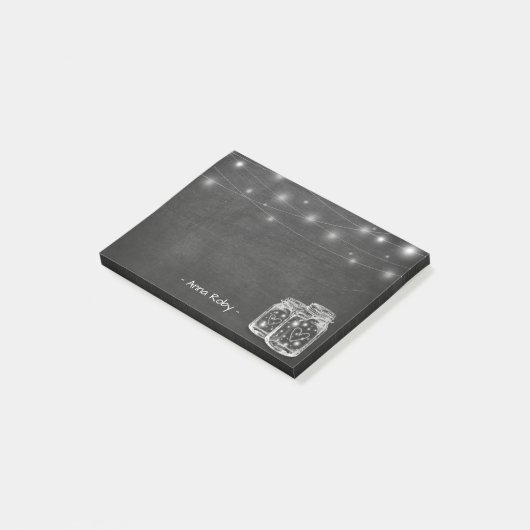 Elegant Mason Jar String Lights Chalkboard Post-it® Notes (Schuin)