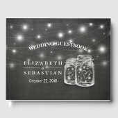 Elegant Mason Jar String Lights Chalkboard Wedding Gastenboek (Voorkant)