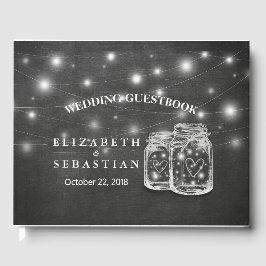 Elegant Mason Jar String Lights Chalkboard Wedding Gastenboek