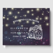 Elegant Mason Jar String Lights Wedding Guestbook Gastenboek (Voorkant)