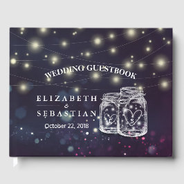 Elegant Mason Jar String Lights Wedding Guestbook Gastenboek