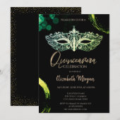 Elegant Masque, Chique Masquerade Quinceañera Kaart (Voorkant / Achterkant)