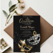 Elegant Masque, Confetti Masquerade Quinceañera Kaart