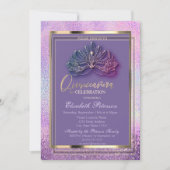 Elegant Masque Diamonds Holographic Quinceañera Kaart (Voorkant)