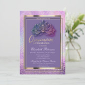 Elegant Masque Diamonds Holographic Quinceañera Kaart (Staand voorkant)