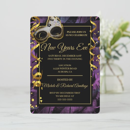 Elegant Masquerade Ball Uitnodiging (Staand voorkant)